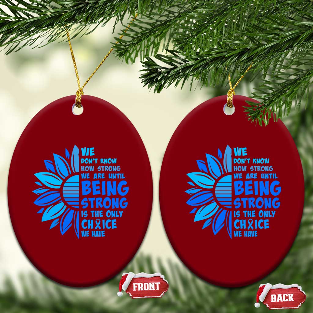 ALS Awareness Ceramic Ornament Blue Ribbon Stronger Survivor