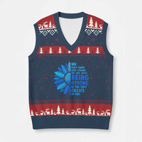 ALS Awareness V-Neck Knit Sweater Vest Blue Ribbon Stronger Survivor