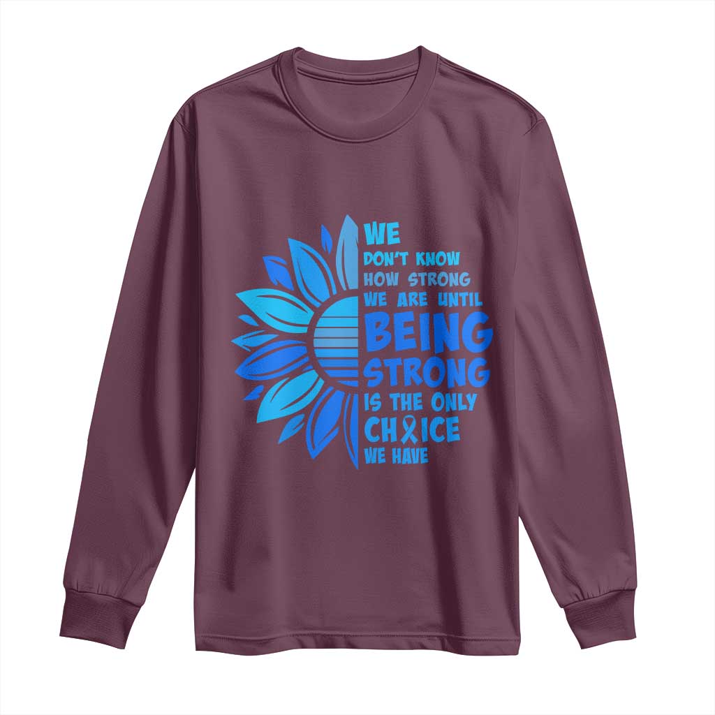 ALS Awareness Long Sleeve Shirt Blue Ribbon Stronger Survivor