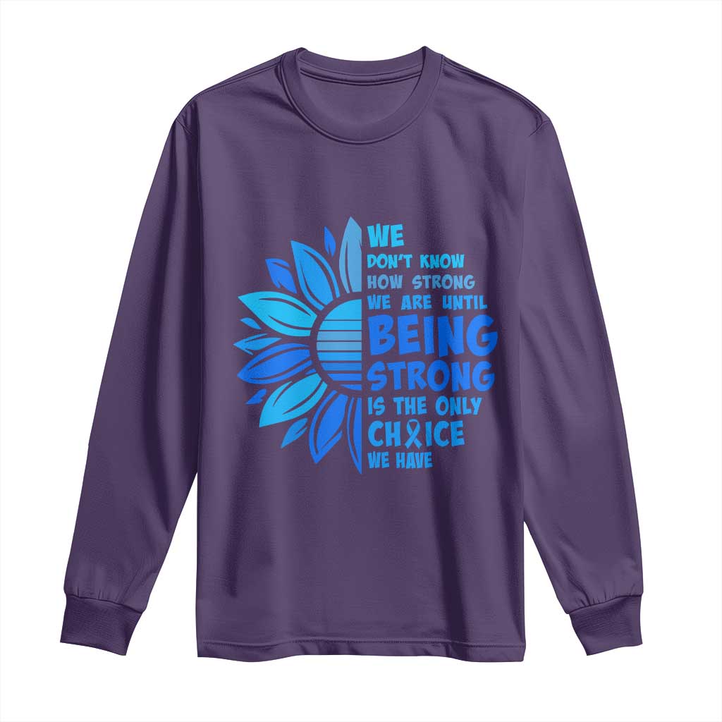 ALS Awareness Long Sleeve Shirt Blue Ribbon Stronger Survivor