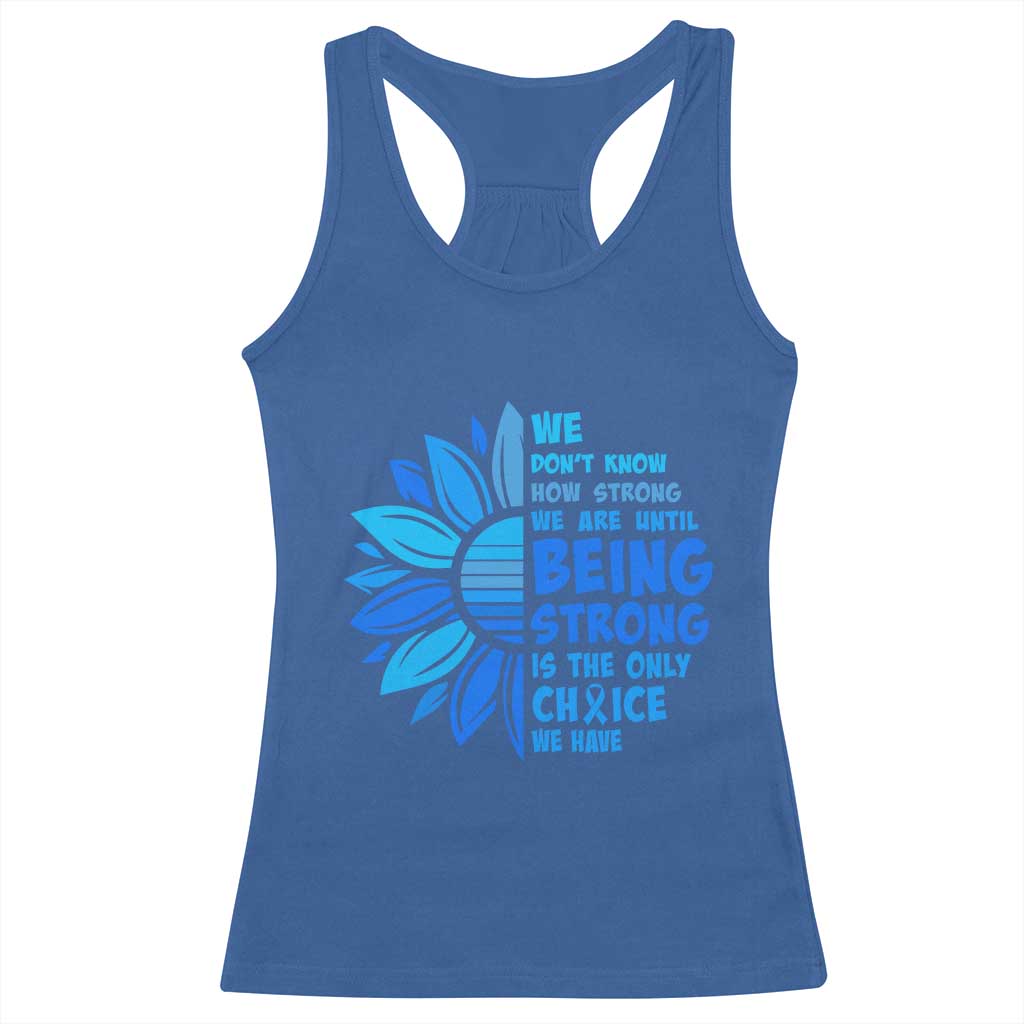 ALS Awareness Racerback Tank Top Blue Ribbon Stronger Survivor