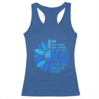 ALS Awareness Racerback Tank Top Blue Ribbon Stronger Survivor