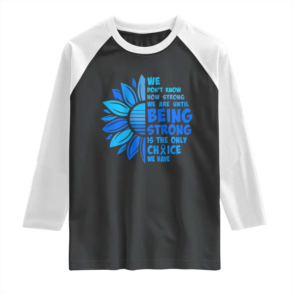 ALS Awareness Raglan Shirt Blue Ribbon Stronger Survivor