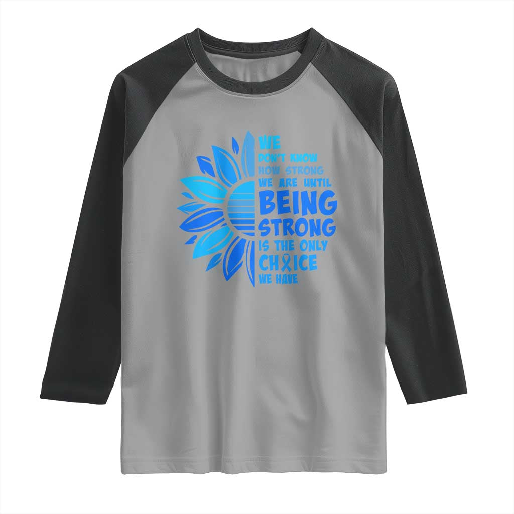 ALS Awareness Raglan Shirt Blue Ribbon Stronger Survivor