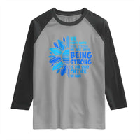 ALS Awareness Raglan Shirt Blue Ribbon Stronger Survivor