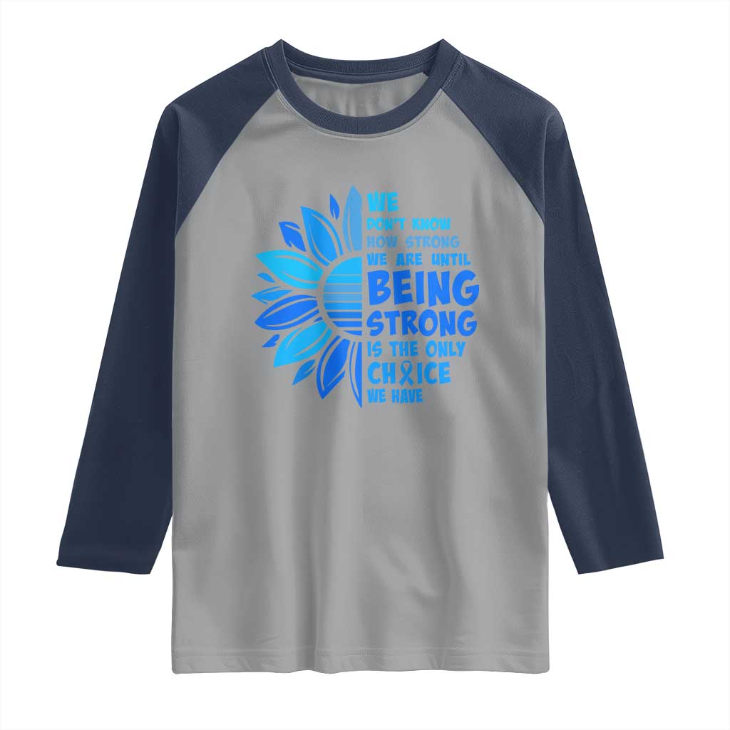 ALS Awareness Raglan Shirt Blue Ribbon Stronger Survivor