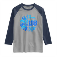 ALS Awareness Raglan Shirt Blue Ribbon Stronger Survivor