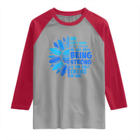 ALS Awareness Raglan Shirt Blue Ribbon Stronger Survivor