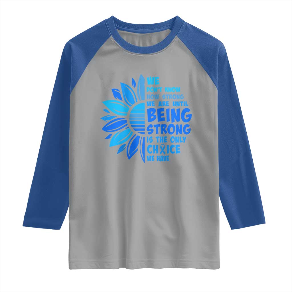ALS Awareness Raglan Shirt Blue Ribbon Stronger Survivor