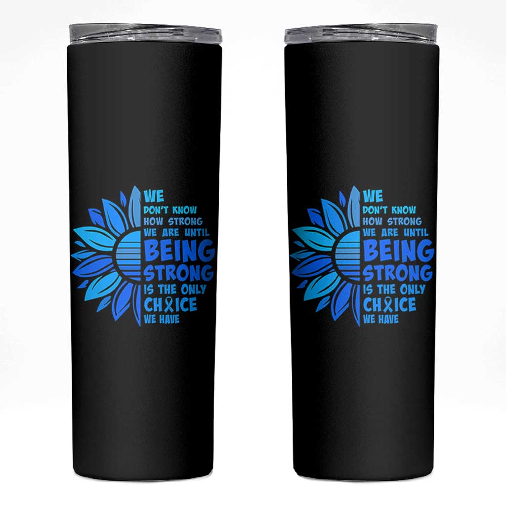 ALS Awareness Skinny Tumbler Blue Ribbon Stronger Survivor