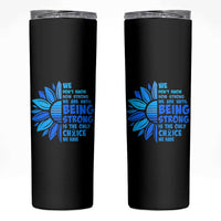 ALS Awareness Skinny Tumbler Blue Ribbon Stronger Survivor