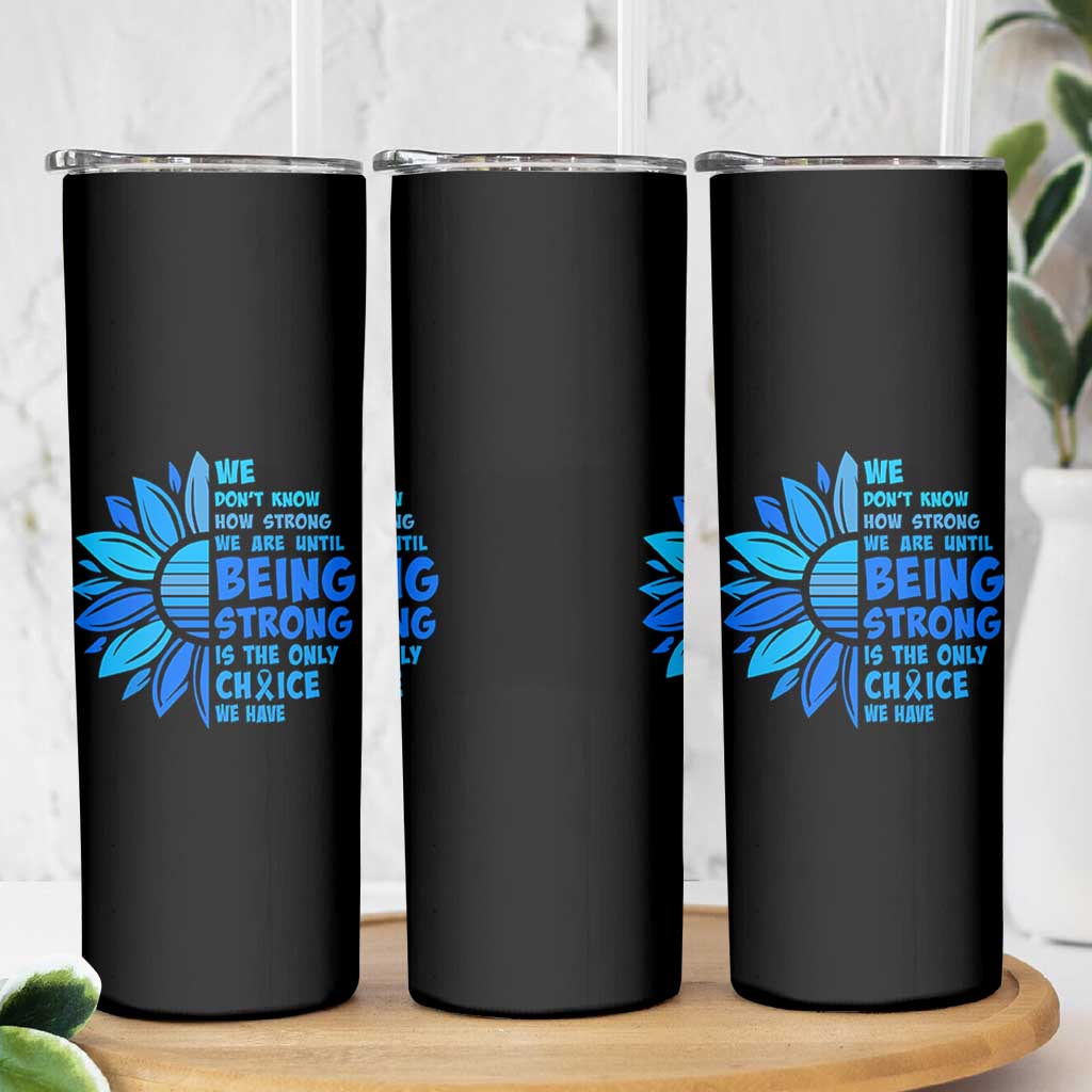 ALS Awareness Skinny Tumbler Blue Ribbon Stronger Survivor