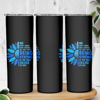 ALS Awareness Skinny Tumbler Blue Ribbon Stronger Survivor