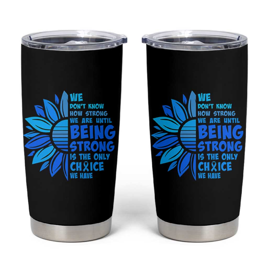 ALS Awareness Tumbler Cup Blue Ribbon Stronger Survivor