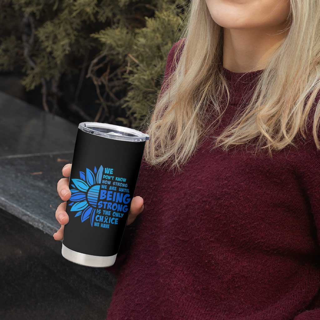 ALS Awareness Tumbler Cup Blue Ribbon Stronger Survivor