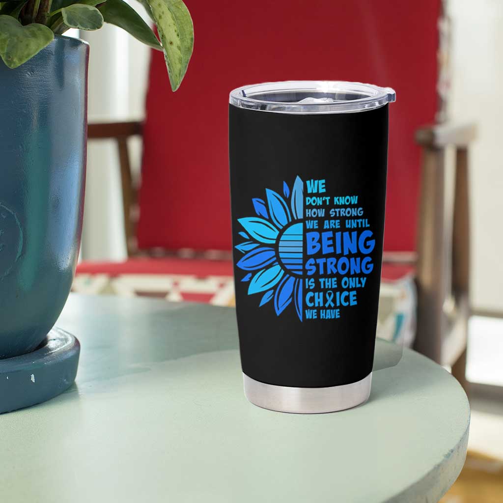 ALS Awareness Tumbler Cup Blue Ribbon Stronger Survivor
