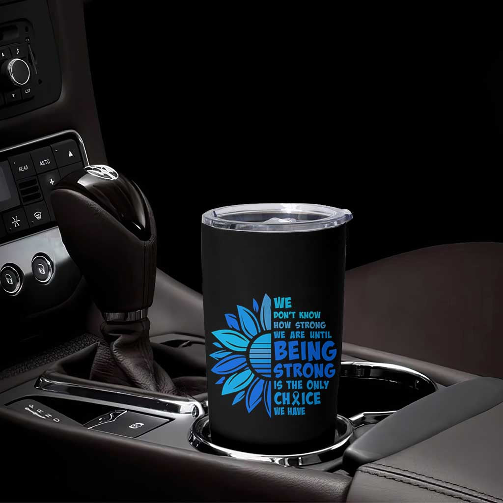 ALS Awareness Tumbler Cup Blue Ribbon Stronger Survivor