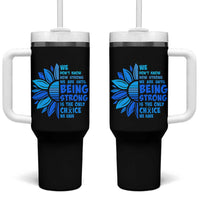 ALS Awareness Tumbler With Handle Blue Ribbon Stronger Survivor