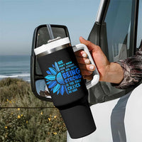 ALS Awareness Tumbler With Handle Blue Ribbon Stronger Survivor