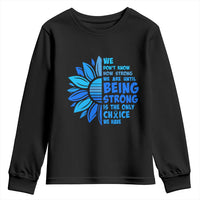 ALS Awareness Youth Sweatshirt Blue Ribbon Stronger Survivor