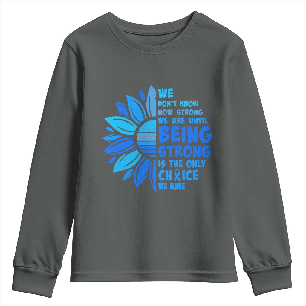 ALS Awareness Youth Sweatshirt Blue Ribbon Stronger Survivor