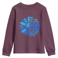 ALS Awareness Youth Sweatshirt Blue Ribbon Stronger Survivor