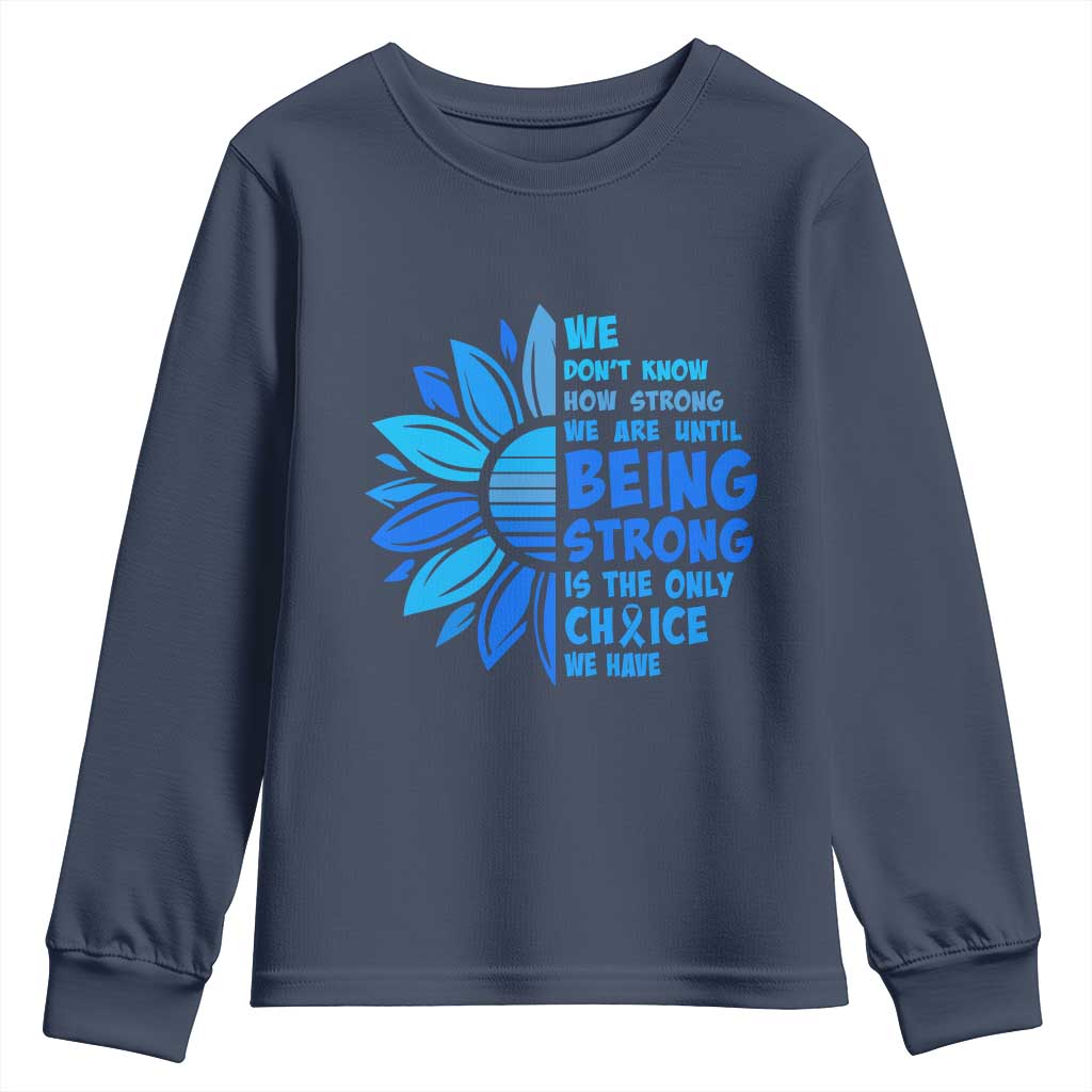 ALS Awareness Youth Sweatshirt Blue Ribbon Stronger Survivor