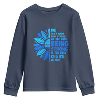 ALS Awareness Youth Sweatshirt Blue Ribbon Stronger Survivor