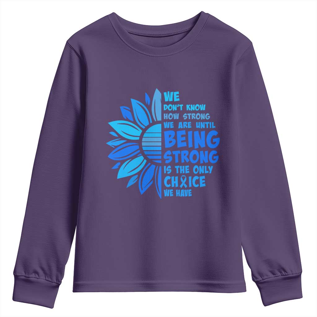 ALS Awareness Youth Sweatshirt Blue Ribbon Stronger Survivor