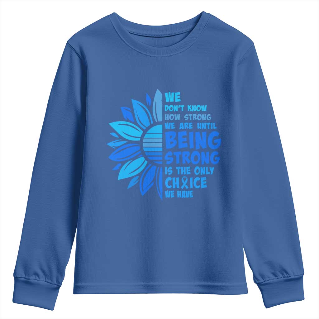 ALS Awareness Youth Sweatshirt Blue Ribbon Stronger Survivor