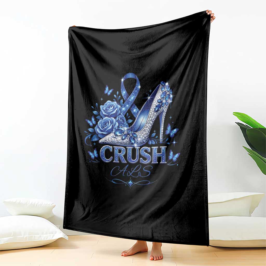 ALS Awareness Throw Blanket Blue Ribbon Women Crush ALS