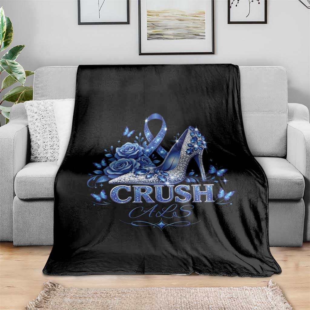 ALS Awareness Throw Blanket Blue Ribbon Women Crush ALS