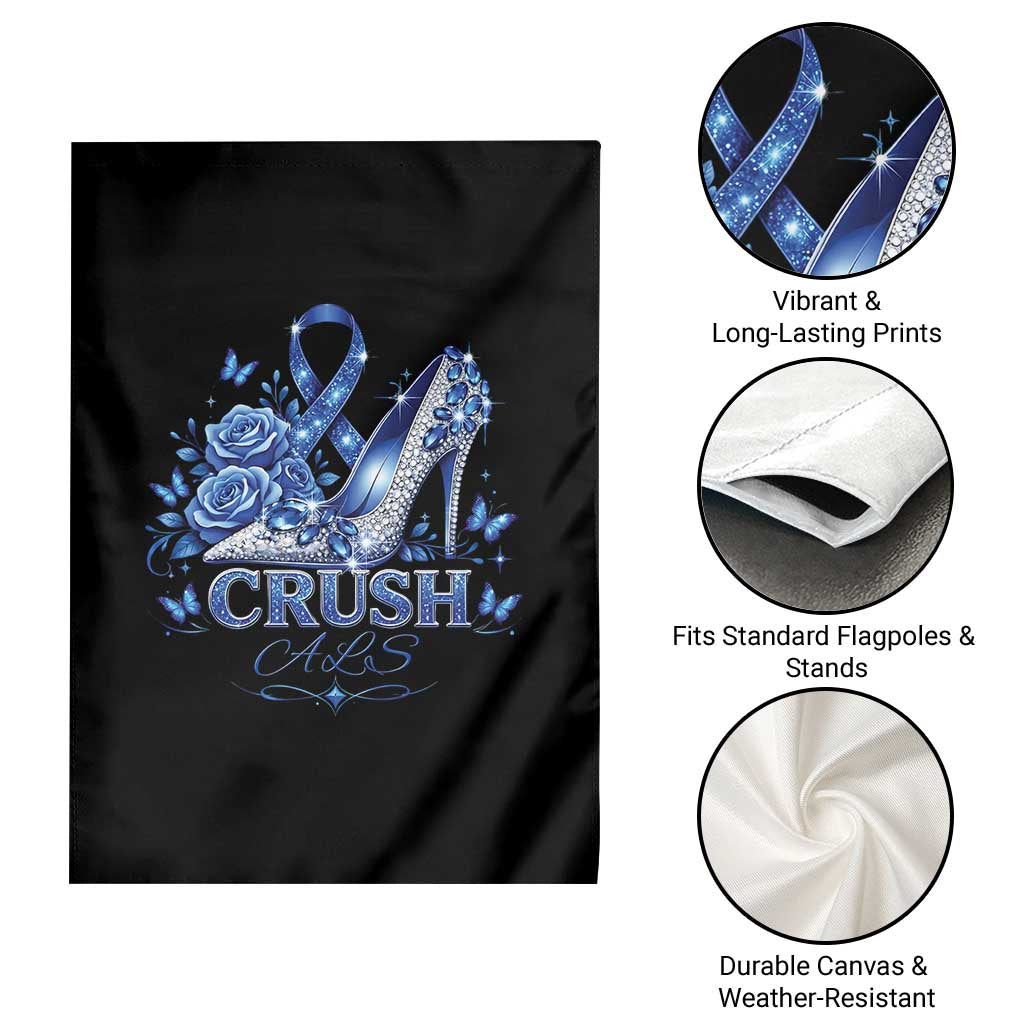ALS Awareness Garden Flag Blue Ribbon Women Crush ALS