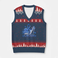 ALS Awareness V-Neck Knit Sweater Vest Blue Ribbon Women Crush ALS