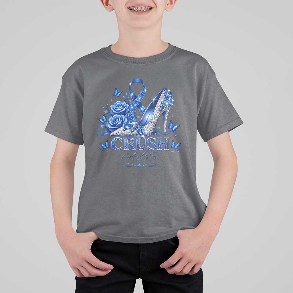 ALS Awareness T Shirt For Kid Blue Ribbon Women Crush ALS