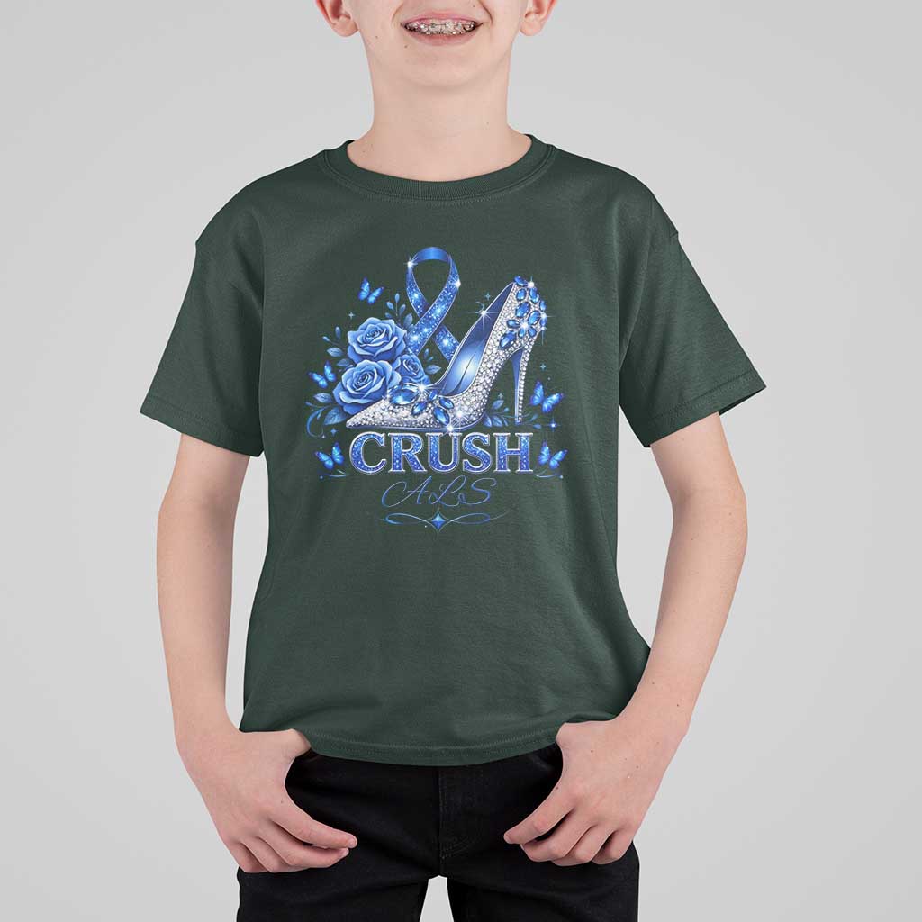 ALS Awareness T Shirt For Kid Blue Ribbon Women Crush ALS