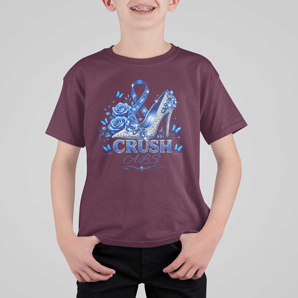ALS Awareness T Shirt For Kid Blue Ribbon Women Crush ALS