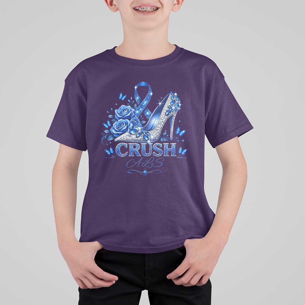 ALS Awareness T Shirt For Kid Blue Ribbon Women Crush ALS