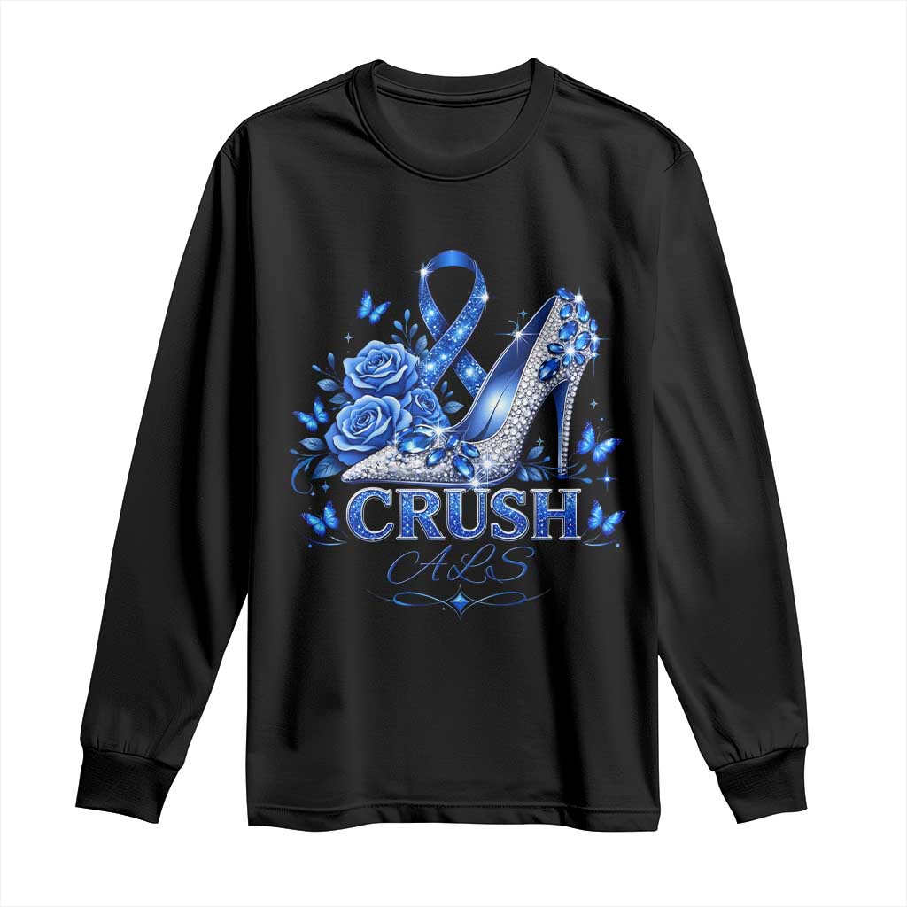 ALS Awareness Long Sleeve Shirt Blue Ribbon Women Crush ALS