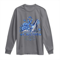 ALS Awareness Long Sleeve Shirt Blue Ribbon Women Crush ALS