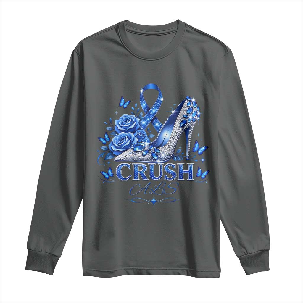 ALS Awareness Long Sleeve Shirt Blue Ribbon Women Crush ALS