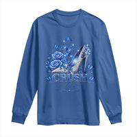 ALS Awareness Long Sleeve Shirt Blue Ribbon Women Crush ALS