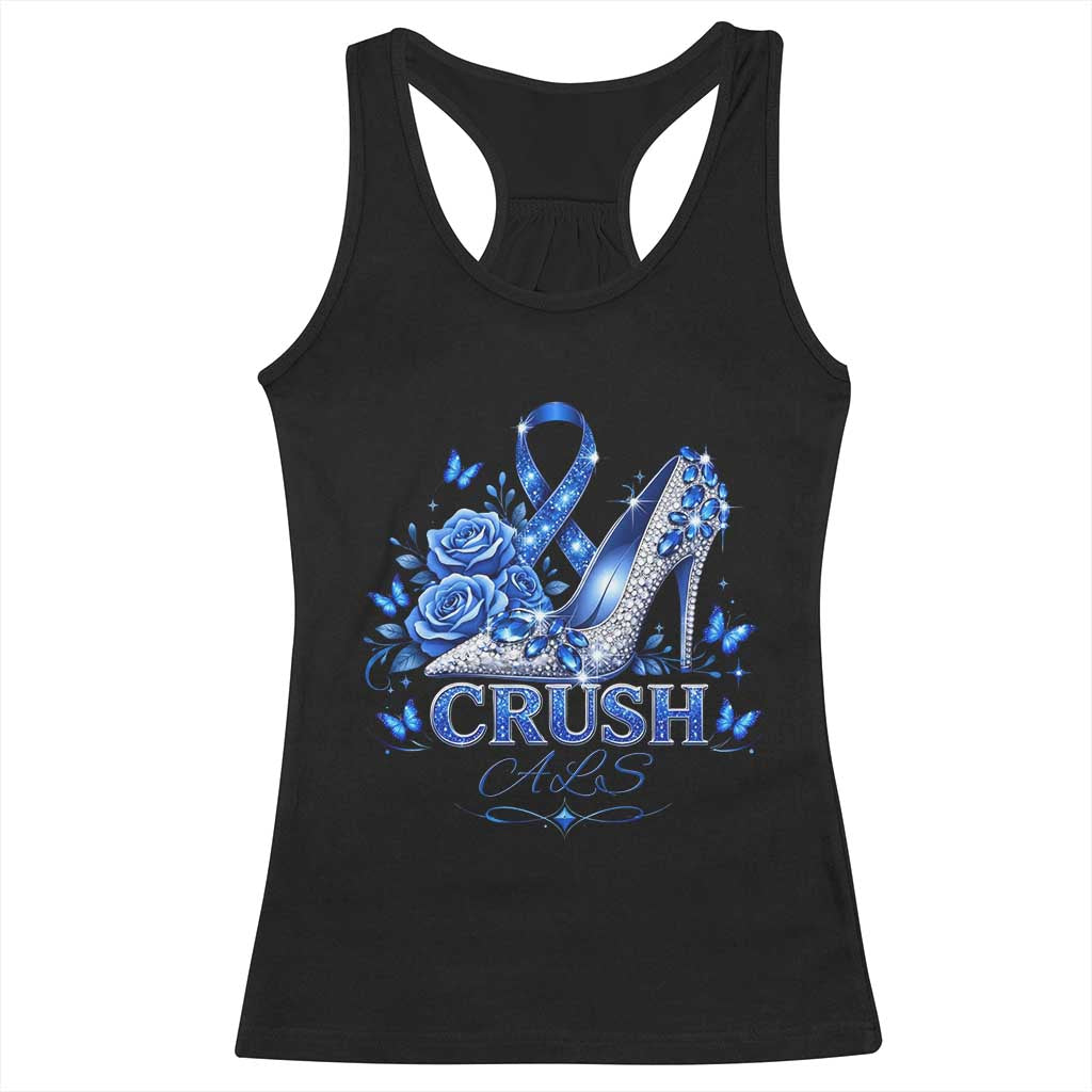 ALS Awareness Racerback Tank Top Blue Ribbon Women Crush ALS