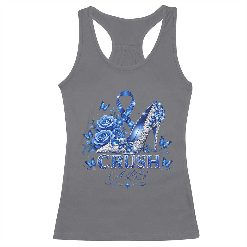 ALS Awareness Racerback Tank Top Blue Ribbon Women Crush ALS