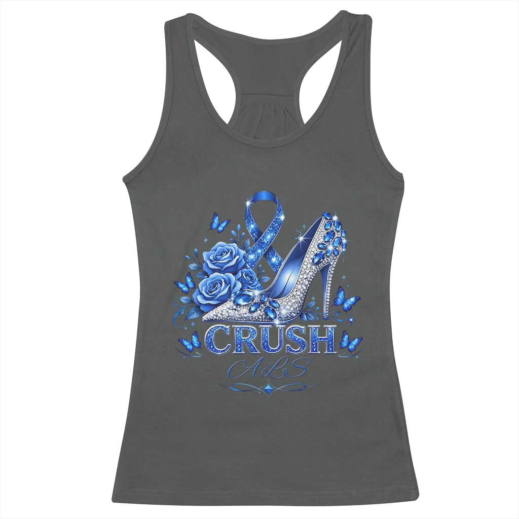 ALS Awareness Racerback Tank Top Blue Ribbon Women Crush ALS