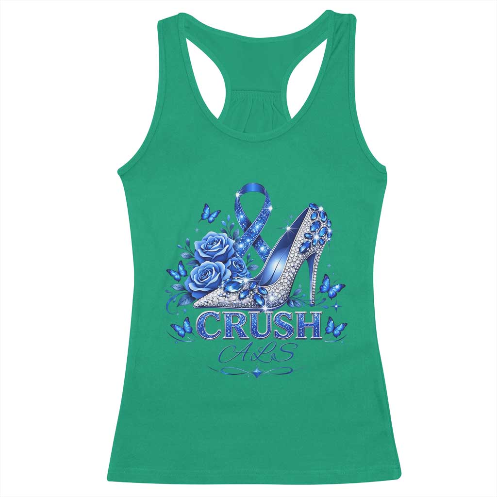 ALS Awareness Racerback Tank Top Blue Ribbon Women Crush ALS