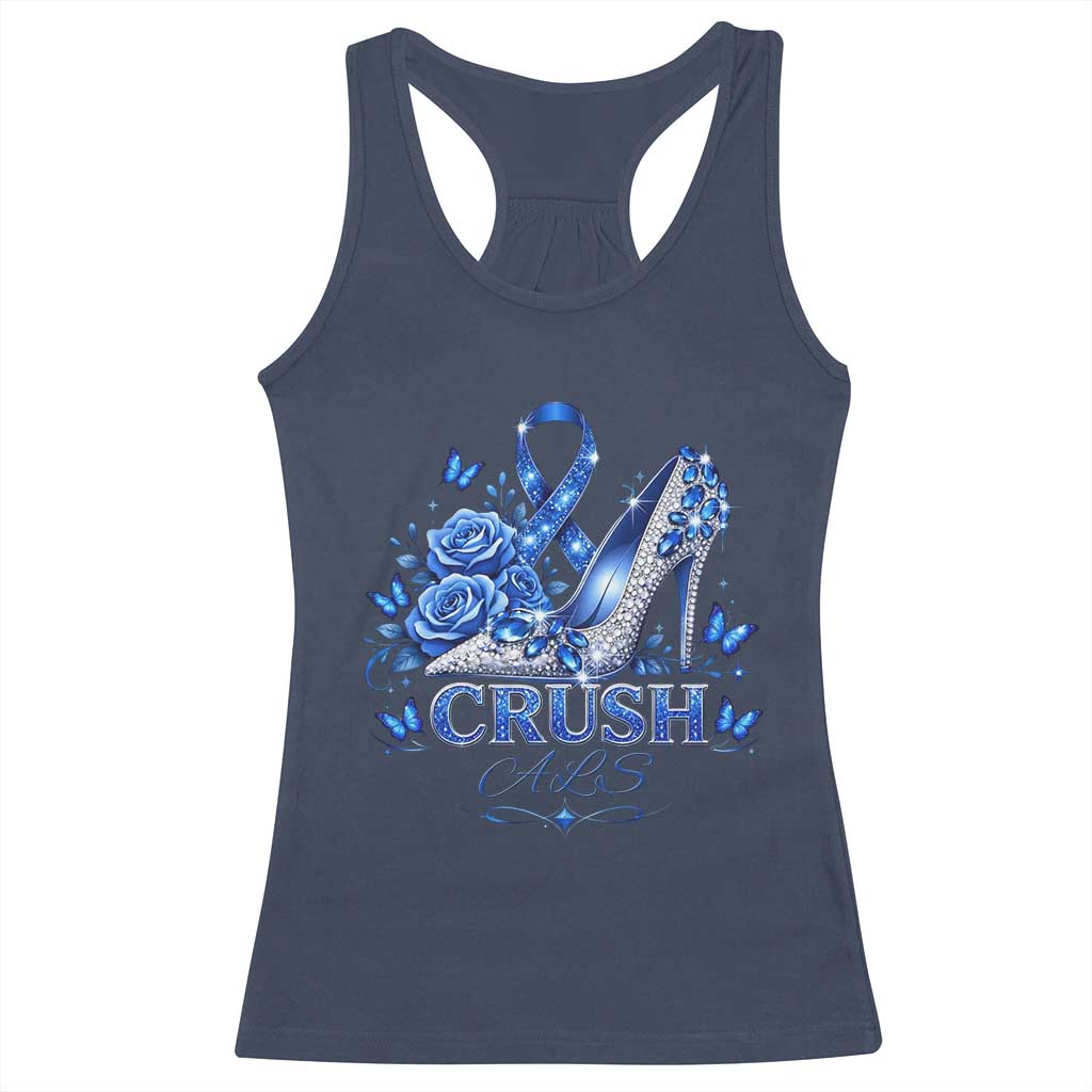 ALS Awareness Racerback Tank Top Blue Ribbon Women Crush ALS