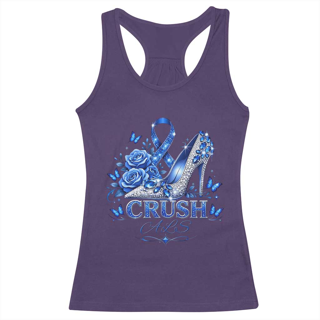 ALS Awareness Racerback Tank Top Blue Ribbon Women Crush ALS