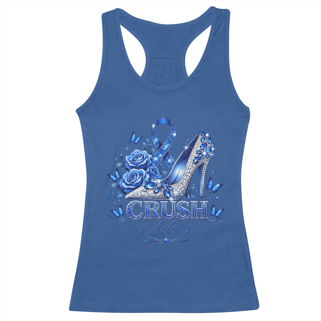 ALS Awareness Racerback Tank Top Blue Ribbon Women Crush ALS