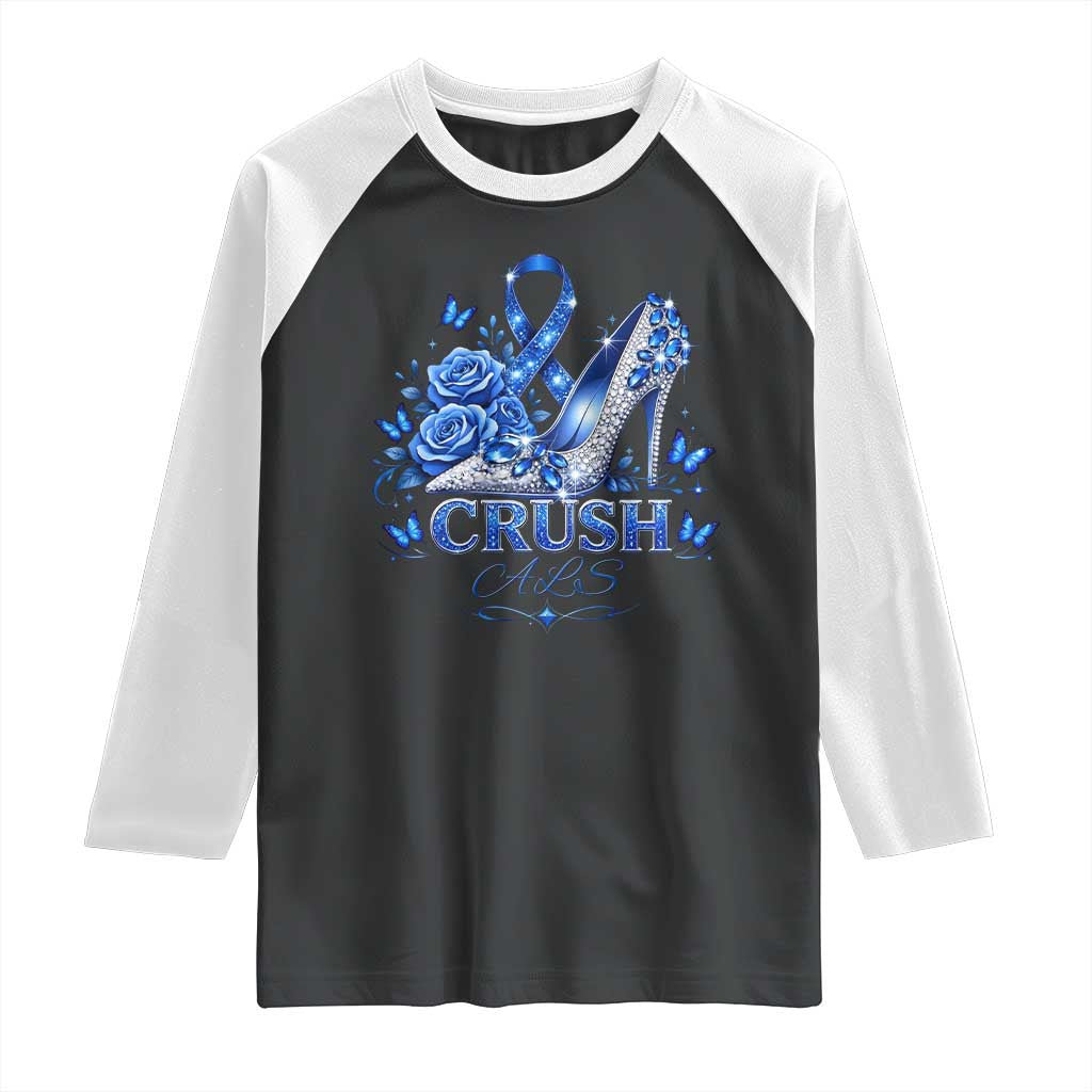ALS Awareness Raglan Shirt Blue Ribbon Women Crush ALS